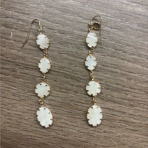 Gold and White Dangle Earrings